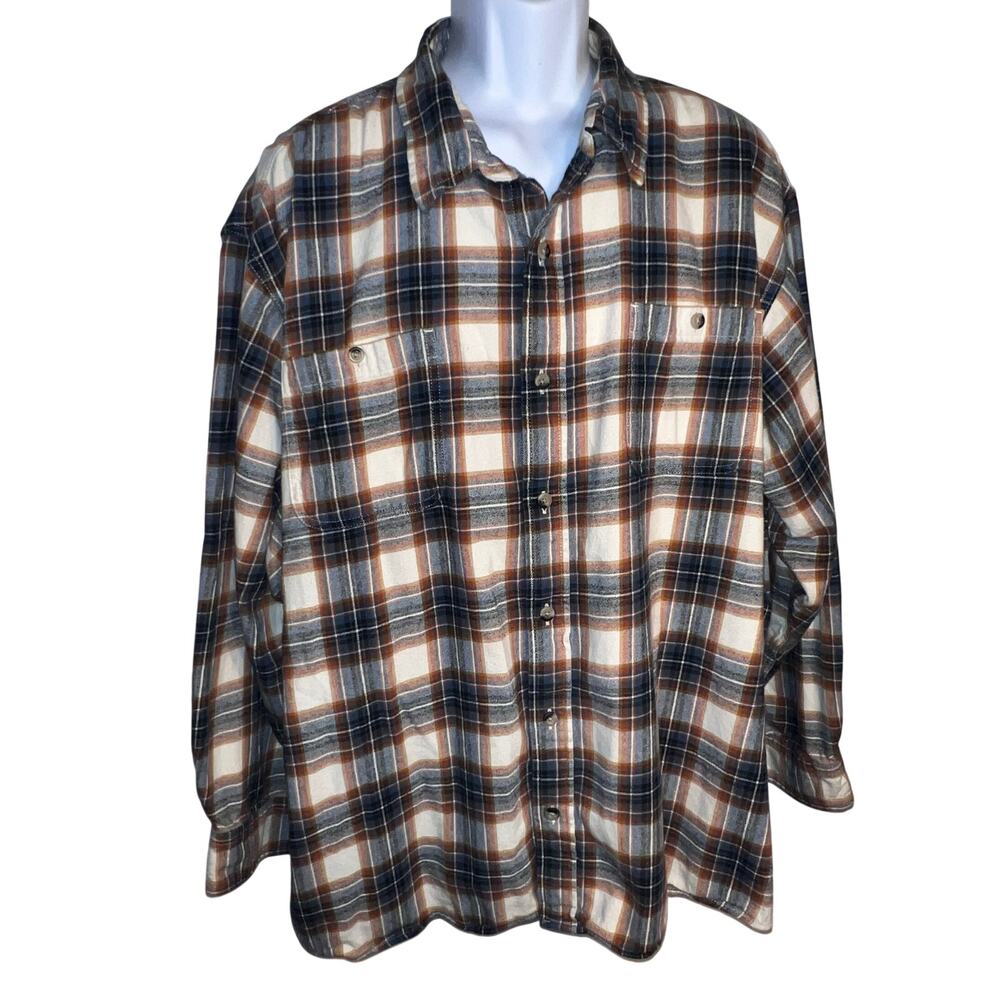 Redhead Blue Brown Rust Flannel Button Front LongSleeve Rugged Outdoor Shirt 4XL